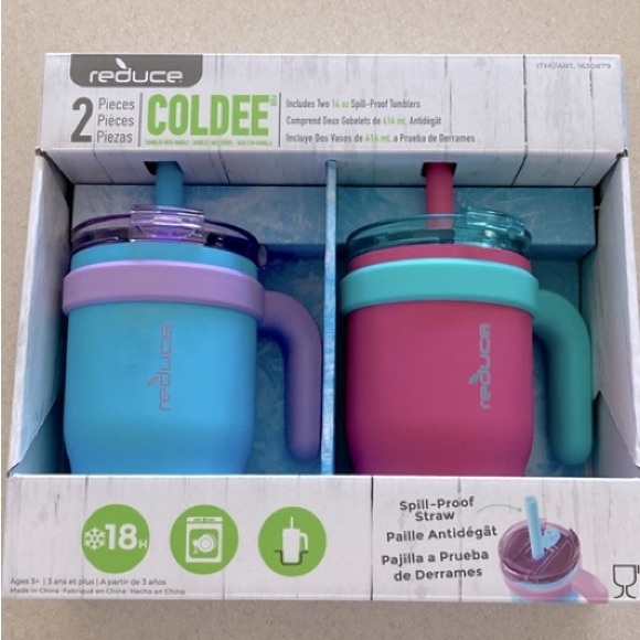 COPY - Reduce Coldee 14oz Insulated Tumblers w/Handles, 2-Pack, Brand New in Box - Picture 1 of 7